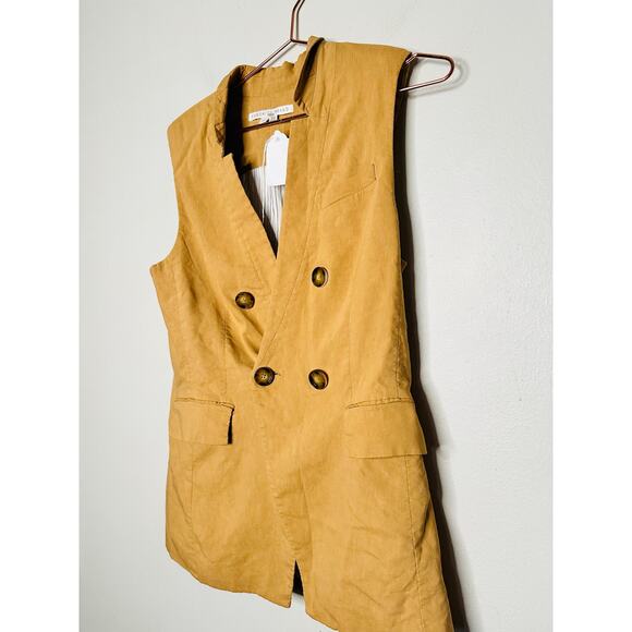 VERONICA BEARD Camel Tan Amika Vest Linen Blend Double Breasted Vest Size 10 - Picture 7 of 16